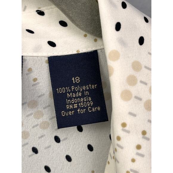 Laura Scott Shirt Womens Plus Size 18 Top Button Up Semi Sheer Polka Dot Office - Picture 5 of 6